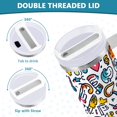 thumbnail image 3 of Yayeee 40oz Double-Wall Insulated Stainless Steel Tumbler with Handle Bottle, Doodle Pattern, 3 of 8