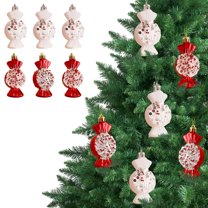 6pcs Christmas Candy Ornament Gift Set - Painted Festive Christmas Tree Hanging Decorations, Colorful Holiday Ornaments for Home & Party, Cute Gift Boxed Xmas Keepsakes, 1.6*3.5*1.2in, Multicolour