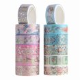 thumbnail image 3 of Gold Foil Flower Washi Tape Set, Floral Washi Tape, 3 of 4