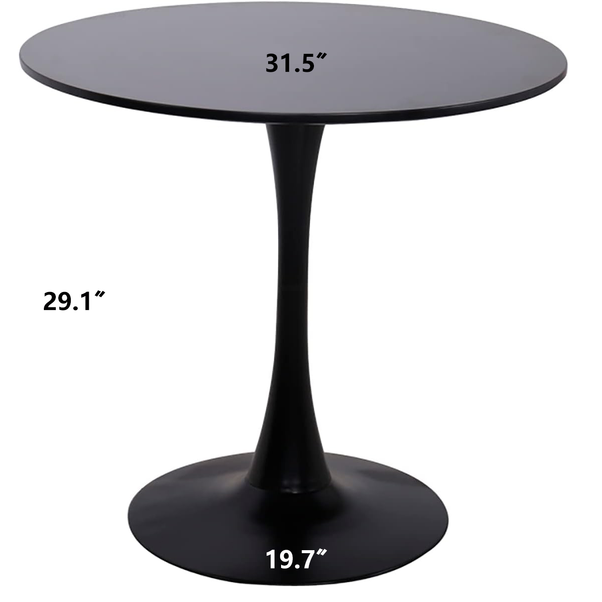 Miniyam 31.5" Round Dining Table for 2-4, Small Modern Kitchen Table with Black Pedestal Base