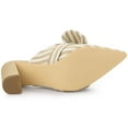 thumbnail image 5 of BLISSFUL STEP Women's Stripe Bow Block Heel Slides Mules, 5 of 5
