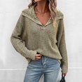 thumbnail image 3 of Vedolay Fall Sweaters for Women 2023 Womens Crewneck Oversized Knit Warm Side Slit Pullover Sweater,Khaki M, 3 of 5