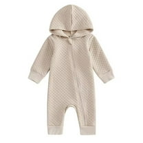 AherBiu Unisex Boys Girls Baby Clothes Rompers Cotton Long Sleeve Zip up Hooded Comfy Jumpsuit Onesie