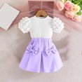 thumbnail image 2 of Odeerbi 18M-8Y Niñas Trajes de Verano Tops de Manga Corta de Algodón Con Falda Plisada Conjunto de Dos Piezas Falda Con Lazo Conjunto de Dos Piezas Falda Con Lazo, 2 of 5