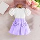 thumbnail image 2 of Odeerbi 18M-8Y Niñas Trajes de Verano Tops de Manga Corta de Algodón Con Falda Plisada Conjunto de Dos Piezas Falda Con Lazo Conjunto de Dos Piezas Falda Con Lazo, 2 of 5