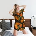 thumbnail image 5 of Wukai Orange Pumpkin Print Women's Pajama Set - Short-Sleeve Top and Shorts with Elastic Waistband and Pockets for Loungewear, Yoga, and Casual Wear-Small, 5 of 6