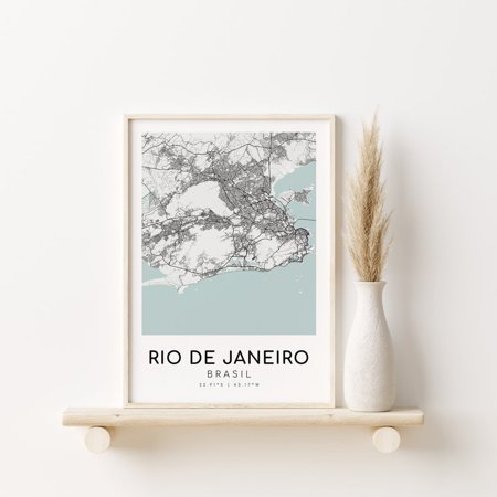 POSTER Rio de Janeiro Brasil Map Print, gifts for her, Minimalist Map print, Office Print, wall art city map, gifts for him,-UNFRAMED