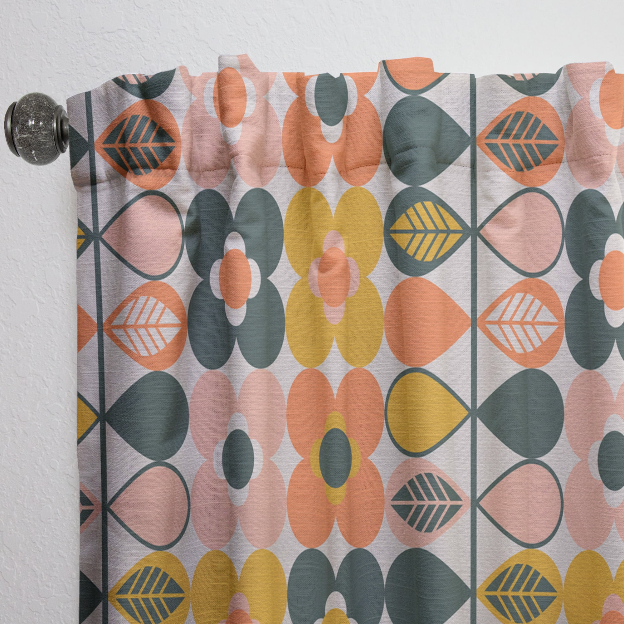 Designart 'Botanical Retro Pattern Design II' Mid-Century Modern Curtain Panel