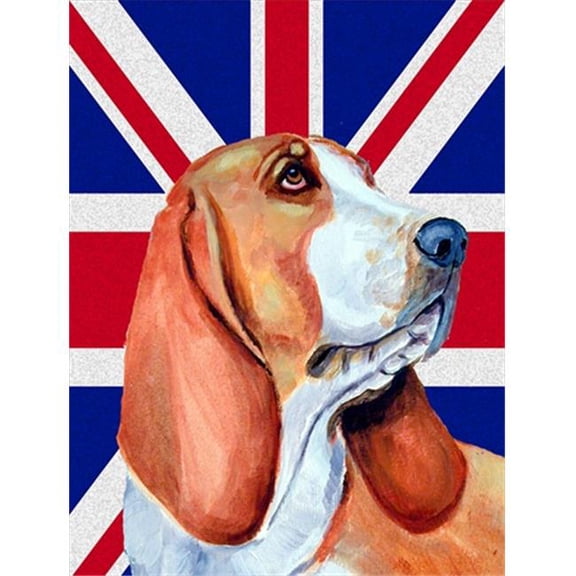 Basset Hound With English Union Jack British Flag Flag Garden Size