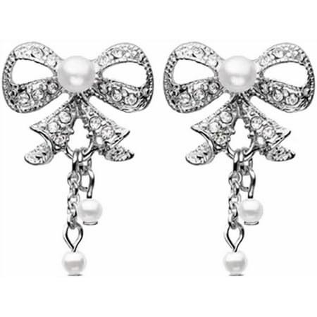 Bow-Tie Splendid Dangle Ear Stud Earrings[t817]