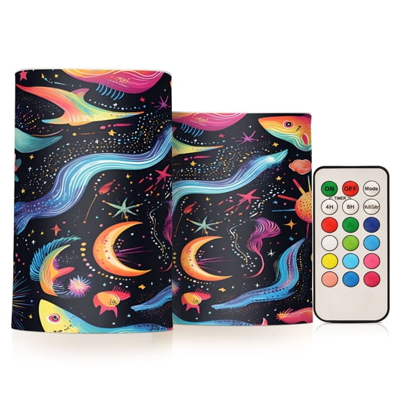 Yayeee Flameless Candles with Remote Flickering Battery Operated Multi Color Changing, Zodiac Stars