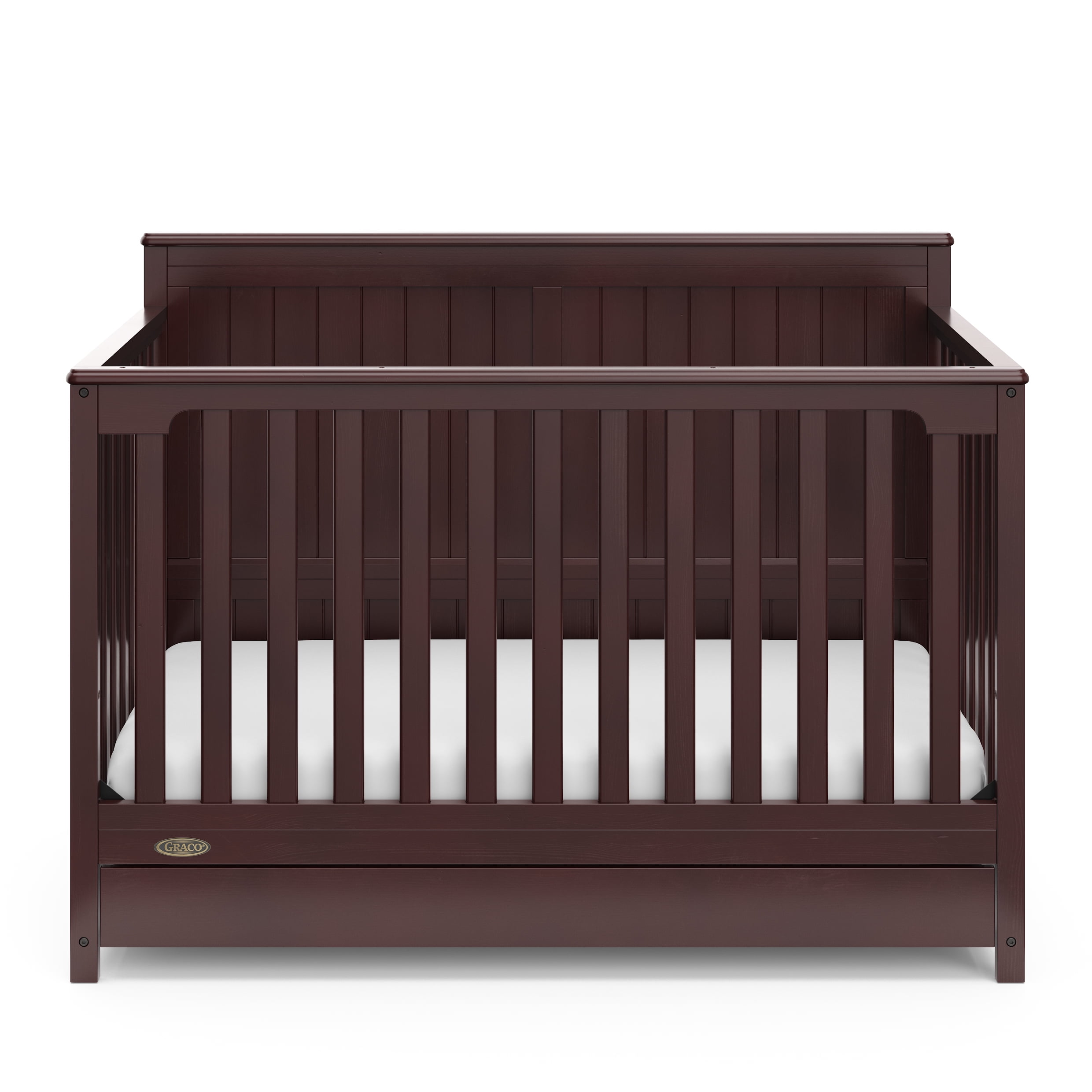 Graco Hadley 5-in-1 Convertible Crib with Drawer and Premium Crib & Toddler Mattress Bundle, Espresso