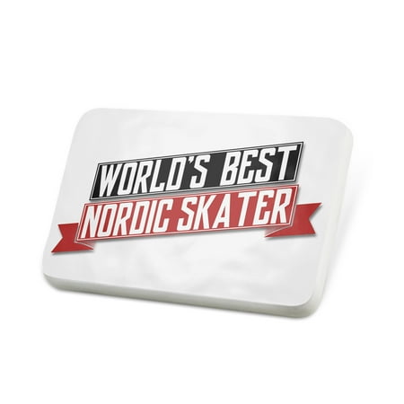 Porcelein Pin Worlds Best Nordic Skater Lapel Badge – (Best Skater In The World)