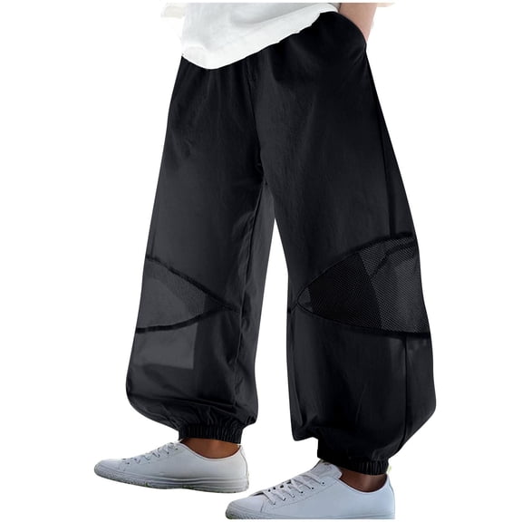 breaise Boys Girls Jogger Pants Lightweight Breathable Mesh Sweatpants Casual Cinch Bottom Trousers Trendy Loose Pants with Pockets for Kids 2-15 Years