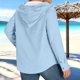 thumbnail image 4 of Camiseta con Capucha de Vendaje de Color Sólido con Botones, Suéter de Manga Larga Suave para el Uso Diario de la Primavera, 4 of 9