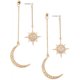 thumbnail image 1 of Pendientes largos colgantes Yashi para mujeres y niñas Bisutería de moda Plata y oro Diseño de luna estrellas y sol, 1 of 4