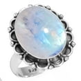 thumbnail image 1 of 925 Sterling Silver Ring For Women - Teens White Real Rainbow Moonstone Gemstone Silver Ring Size 5.5 June Birthstone Silver Ring Size 5.5 Birthday Gift For Girl Friend Gemstone 925 Silver Jewelry, 1 of 6