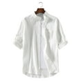 thumbnail image 2 of Hpapadks Men's Shirts Casual Solid Button Down Blouses Short Sleeve Cardigan Loose Mens Dress Shirts White 5XL, 2 of 7