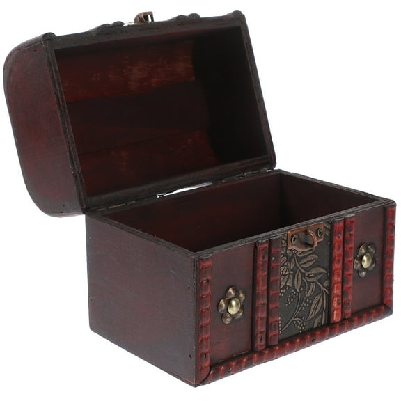 WHAMVOX Vintage Dark Brown Wooden Storage Box Jewelry Chest for Rings Earrings Necklaces Keepsakes 8x5x5.5