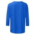 thumbnail image 6 of Staron Spring Summer Women's Casual T-Shirt V Neck 3/4 Sleeve Loose Comfy Basic Top, Blue XXL, 6 of 6