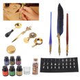 thumbnail image 1 of Quill Pen Ink Set, Feather Quill Pen And Ink Kit With Feather Dip Pen /Glass Dip Pen /18 Pcs Replacement Nibs /6 Pcs Ink /Fire Lacquer Wax Particles, Ideal Gift Kit For Writing, 1 of 8