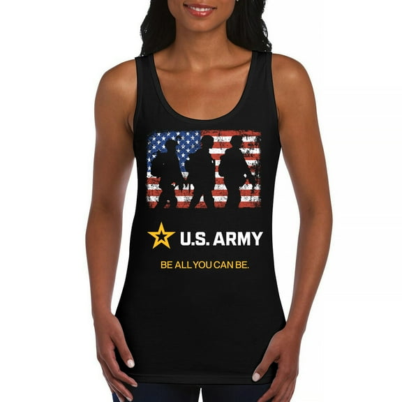 US Army Be All You Can Be Women's Tank Top American Flag Military Veteran DD 214 Patriotic Armed Forces Licensed