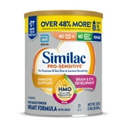 Similac Pro-Sensitive Powder Baby Formula for Lactose Sensitivity, With 2’-FL HMO for Immune Support, 29.8-oz Can, Pack of 4