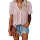 thumbnail image 4 of Puntoco 2024, tops de moda de verano para mujer, camisas informales de manga corta con ojal de encaje y cuello en V, blusas, tops, 4 of 7
