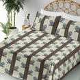 thumbnail image 3 of Ambesonne Owl Print Fitted & Flat Sheet with Sham 3 Pcs Set, Birds on Tree Branches, Twin, Taupe Blue Grey and Eggshell, 3 of 5
