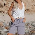thumbnail image 7 of Kvture Women Shorts Summer Casual Womens Bermuda Shorts Knee Length High Waisted Drawstring Lounge Wear Gray S, 7 of 7