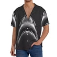thumbnail image 1 of Fotbe Black And White Shark Camisa Estampada de Manga Corta para Hombre, Casual de Verano, Estilo Playero, Sin Arrugas-XX-Large, 1 of 5