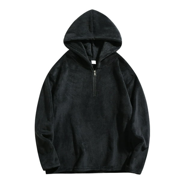 MHFRRA Sudadera con Capucha para Hombre, Cálida, de Invierno, con Cremallera, Informal, Cómoda, Suave y Acogedora, Chaqueta Deportiva para Exteriores Negro