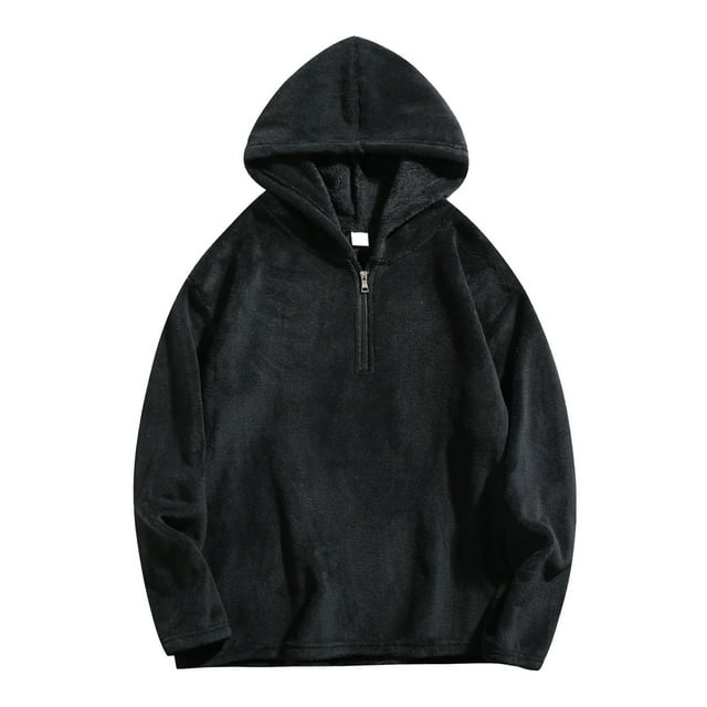 MHFRRA Sudadera con Capucha para Hombre, Cálida, de Invierno, con Cremallera, Informal, Cómoda, Suave y Acogedora, Chaqueta Deportiva para Exteriores Negro