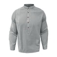 thumbnail image 3 of ZUKMRJPC Mens Summer Linen Shirts Roll Up Sleeve Casual Spring Button Up Basic T Shirt Lightweight Breathable Vacation Beach Tops, 3 of 7