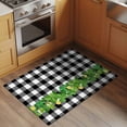 thumbnail image 2 of Entryway Rug 2'x3', St. Patrick's Day Small Rug for Kitchen Bathroom Door Mat Indoor Entrance, Lucky Shamrock Grasses Black White Plaid Non-Slip Area Rugs Floor Mats Carpet Front Door Rugs, 2 of 8