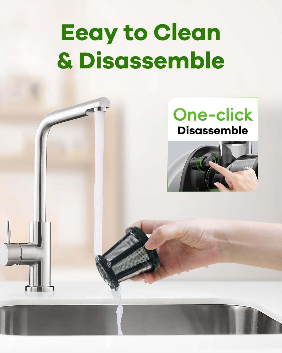 Cold Press Juicer Machine: Easy to Clean Slow Masticating Juicer Extractor for Veggies and Fruits, 92% Juice Yield High Nutrient and Vitamin, Quiet Motor & Reverse Function with Brush, Silver