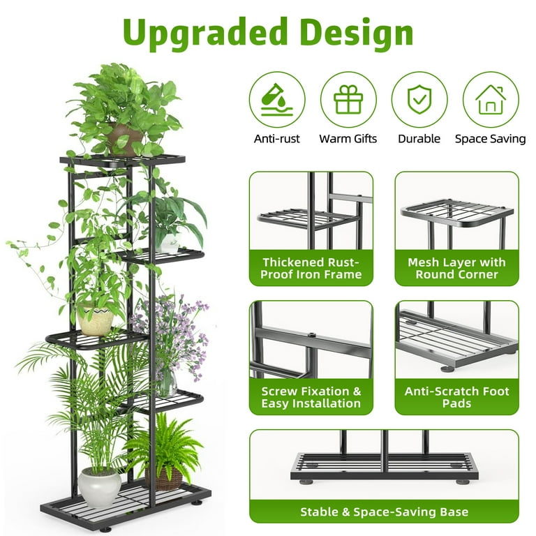 5-Tier Metal Plant Stand for 6 Pots photo 2