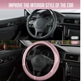 thumbnail image 6 of Steering Wheel Cover, Pink Patterned Leather Patchwork Design, Universal Fit 14.5"–15.5", Anti-Slip, Odor-Free, Soft PU Grain Leather, Durable Grip Car Accessory for Girls & Women, 6 of 8