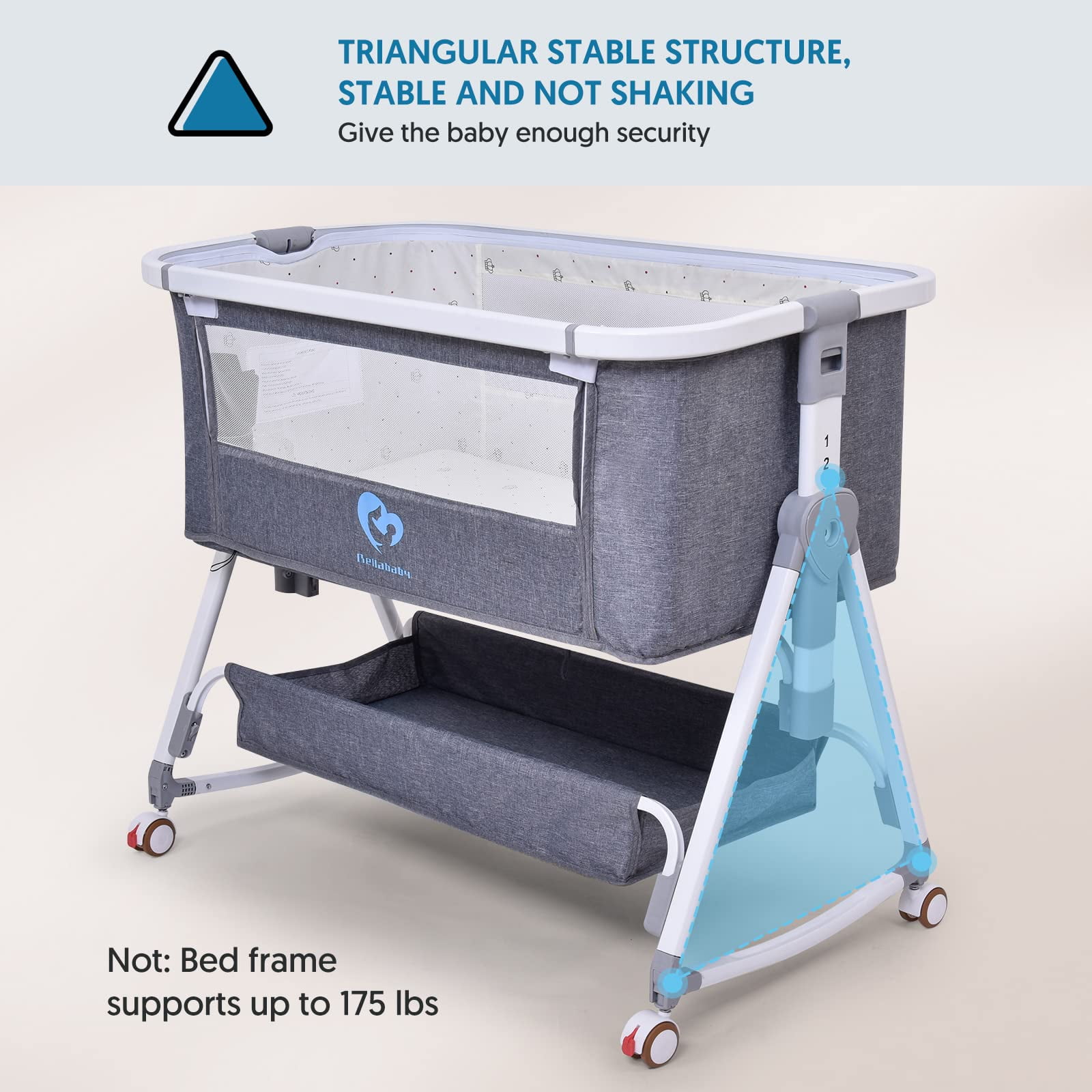 ベビーベッド Bellababy Bellababy Bedside Bassinet with Changing Table, Foldable