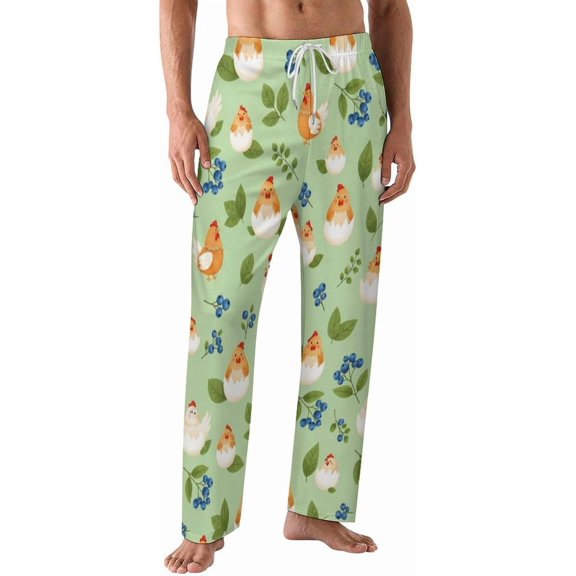 PRIYAL Pajamas Pants For Men Chicken Eggs Flowers Pajama Bottoms Sleepwear Pj Pants