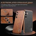 thumbnail image 3 of Case Designed for Samsung Galaxy S25, Classic Crocodile Texture PU Leather + Plating Frame Shokcproof Lightweight Ultra Slim Case Cover for Men Women for Samsung Galaxy S25, Brown, 3 of 8