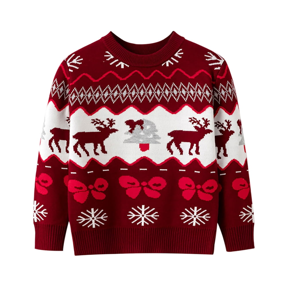 URMAGIC 27T Kid Boy Girl Christmas Classic Reindeer Sweater Warm Knit