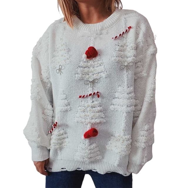 Zhanying Hauts d'Automne pour Femmes Design Festif Vêtements de Noël pour Dames Tenue de Fête de Noël pour Femmes Chandail des Fêtes