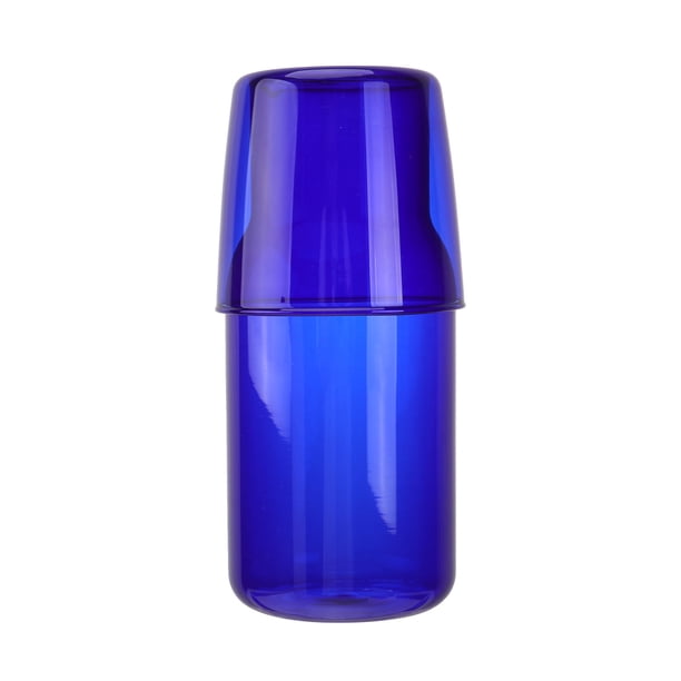 Juego de vaso y tetera de cristal para beber, ideal para el hogar, la oficina o el hotel (1 vaso, 1 botella, color azul).