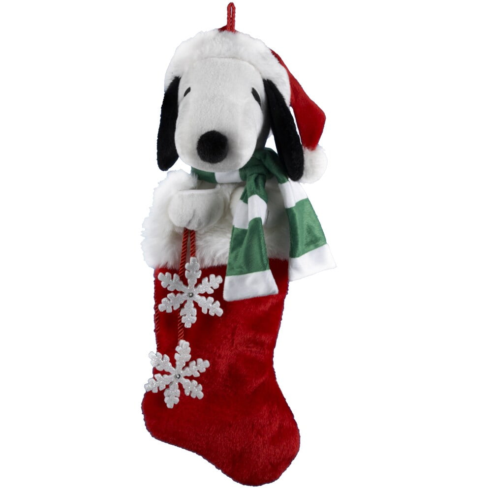 Kurt S. Adler noopy Plush Head Stocking with Snowflake Dangles, 21-Inch