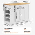 thumbnail image 3 of VEVOR Kitchen Island Cart, 46" Wood Top Breakfast Bar with Storage Cabinet, Farmhouse Kitchen Table with Adjustable Shelf, Drawer, for Dining Kitchen Living Room, White, 3 of 9
