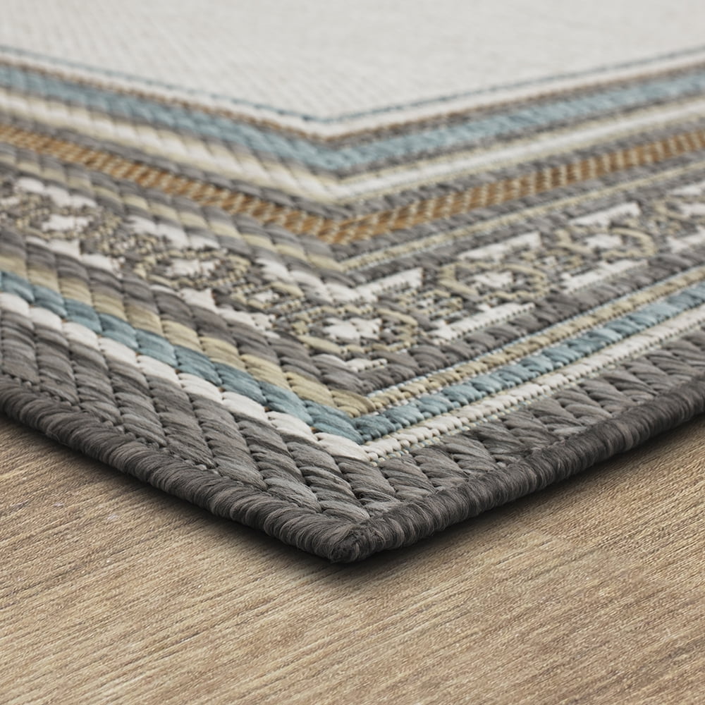 Mohawk Home Islamorada Stripe Outdoor Area Rug, Light Grey, 2' 6" x 6'