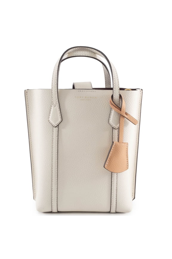 Pre-Owned Tory Burch Perry Mini Tote Bag 142616 Leather New Ivory Women's Handbag (Good)