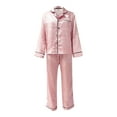 thumbnail image 6 of Seductiva Summer Sleepwear Shirt 4Pcs Women Satin Silk Sleepwear Pajama Set Long Sleeve Button Down Loungewear, 6 of 7