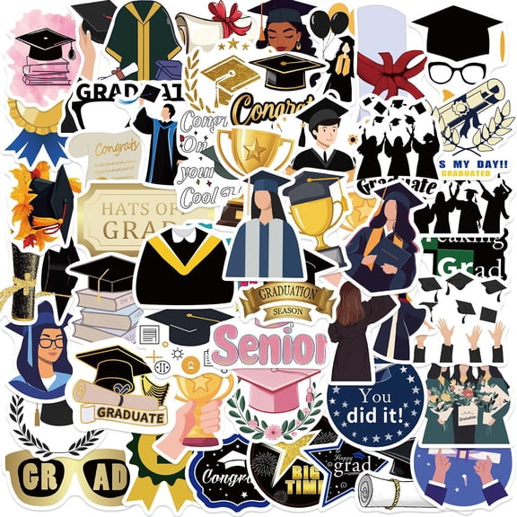 2026 Graduation decorations, Graduation Party, Grad Cap decorations, Stickers for Water Bottles, Vinyl Stickers Waterproof Durable, 50 Pc, 2 in, Graduation Party Favors for